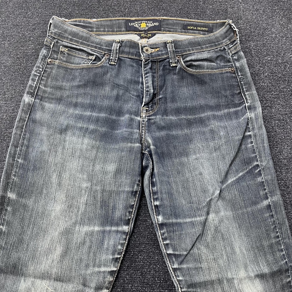 Lucky Brand Jeans Womens 10 Blue Sofia Skinny Ankle Medium Wash Zip Fly Faded‎